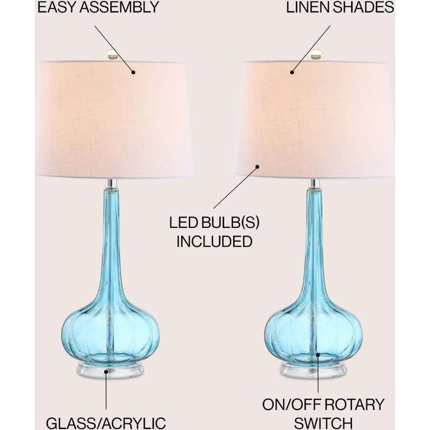 Bette 28.5" Glass Teardrop LED Table Lamp Set 2