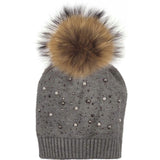 Pearl Studded Wool Hat With A Genuine Fur Pom (TikTok)