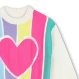 Multicolored Striped Heart Sequin Sweater
