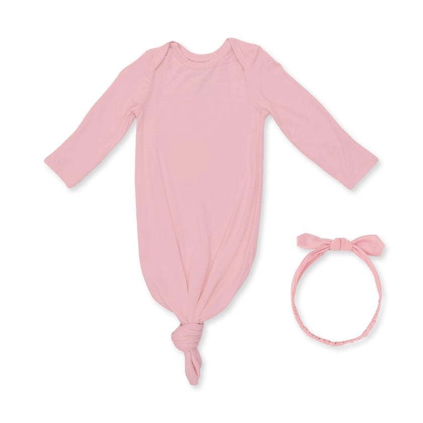 Solid Mellow Rose - Knotted Gown and Knot Headband