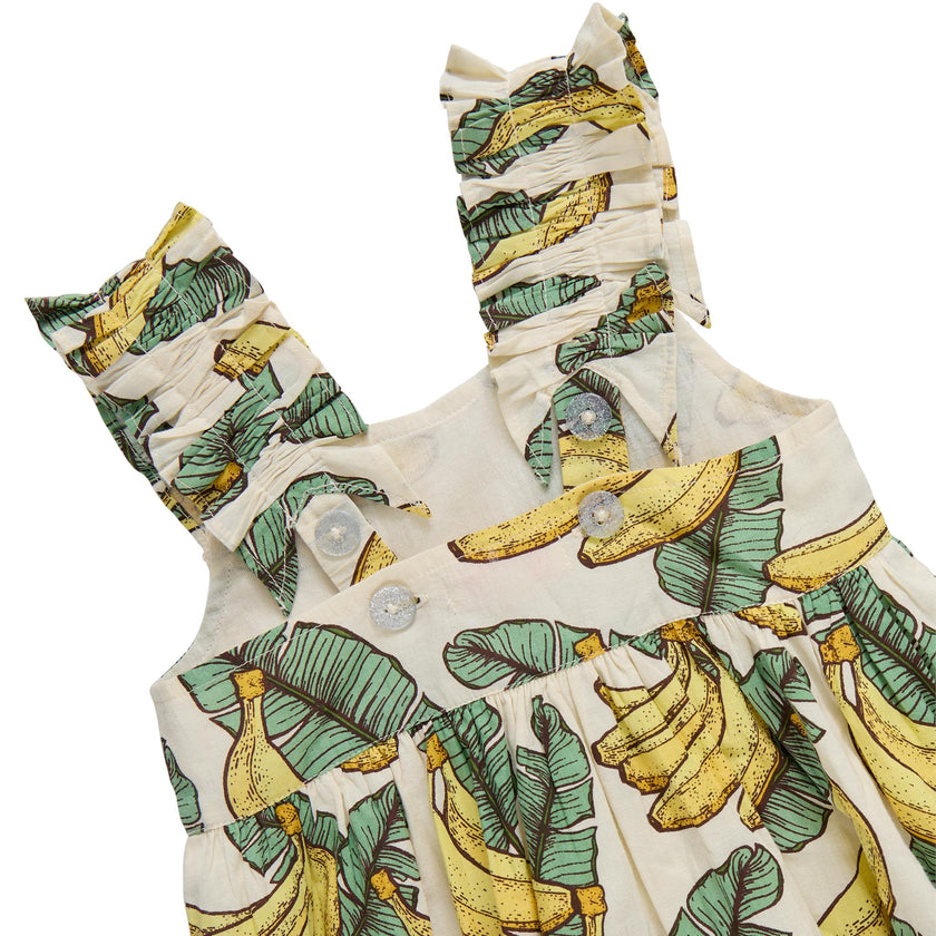 Girls Via Dress - Banana Leaves