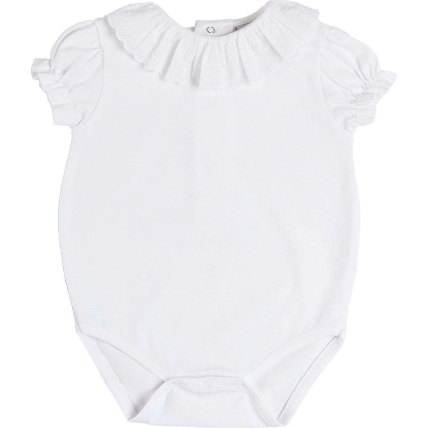 Broderie Anglaise Frill Collar Bodysuit in White (1mth-3yrs)