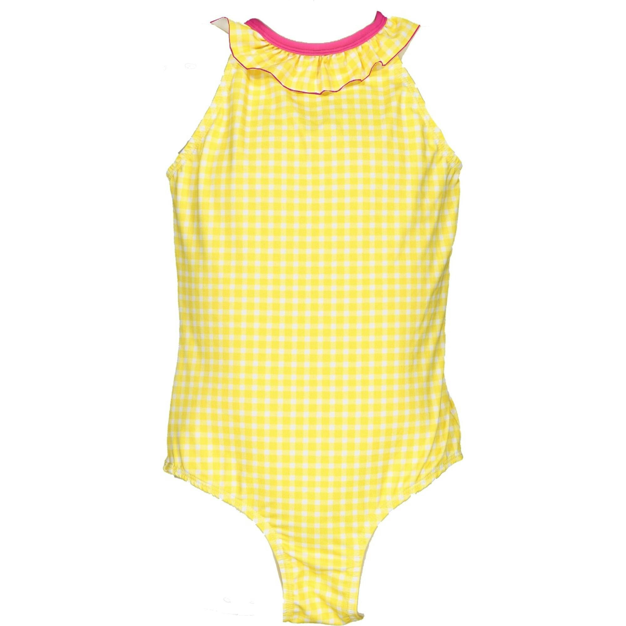 Vichy One-Piece Collared Swimsuit, Pink