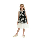Black Floral Tulle Sleeveless Dress