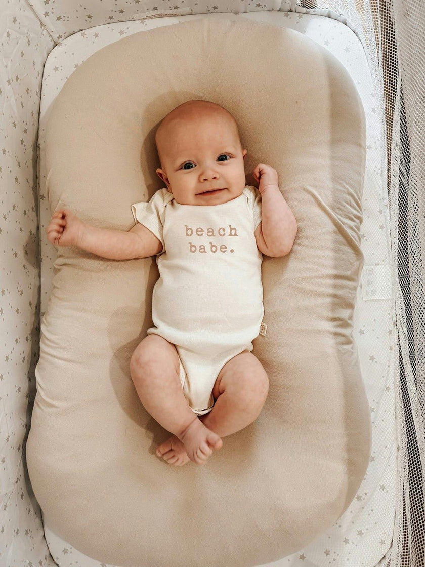 Beach Babe Clay Organic Cotton Short Sleeve Baby Bodysuit