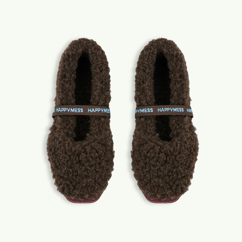 women's merino wool slippers - chocolate brown