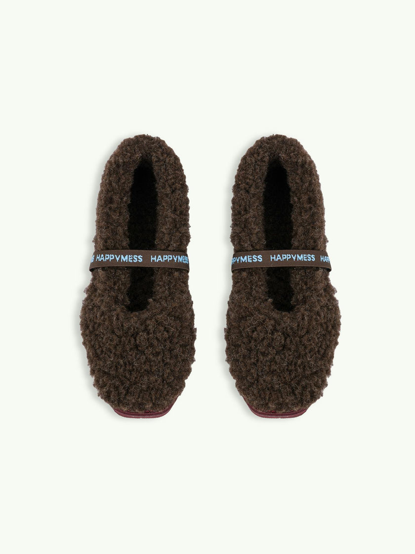 women's merino wool slippers - chocolate brown
