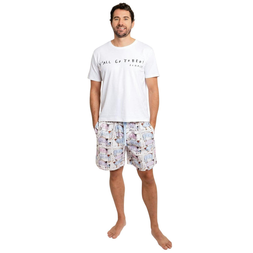 Men's Drawbertson Longhorns Sleep Shorts - Organic Cotton Poplin