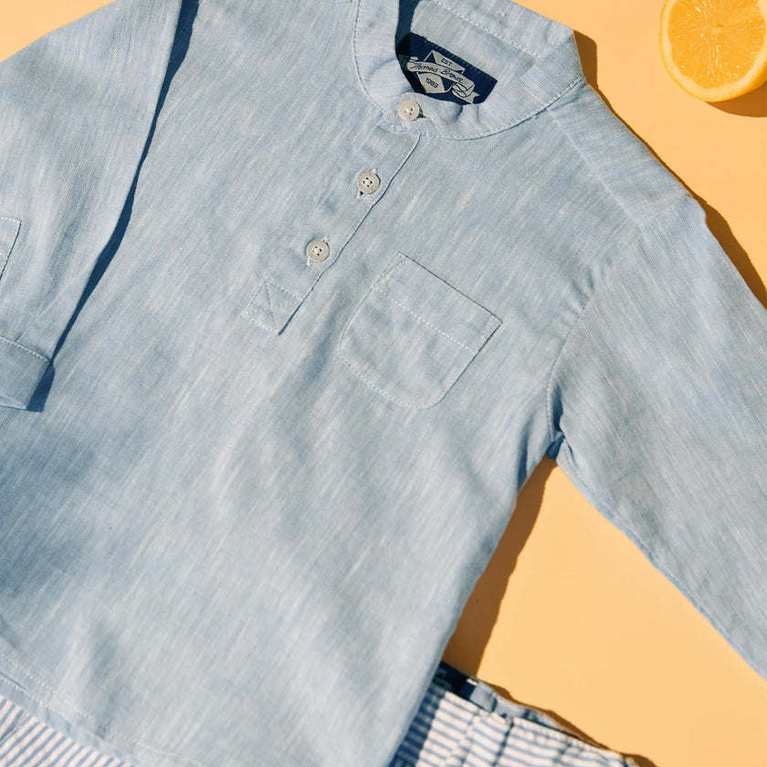 Baby Oscar Shirt in Pale Blue