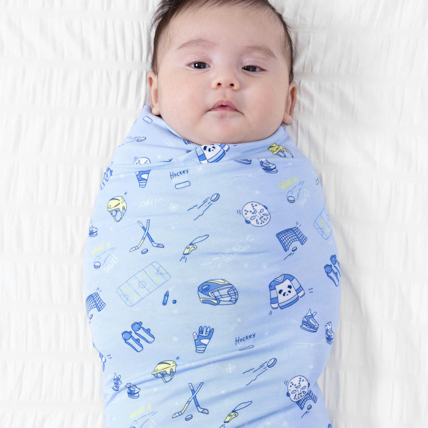Hockey Bamboo Swaddle & Beanie Set