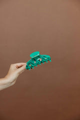 TEAL ACETATE CLAW WITH GEMS