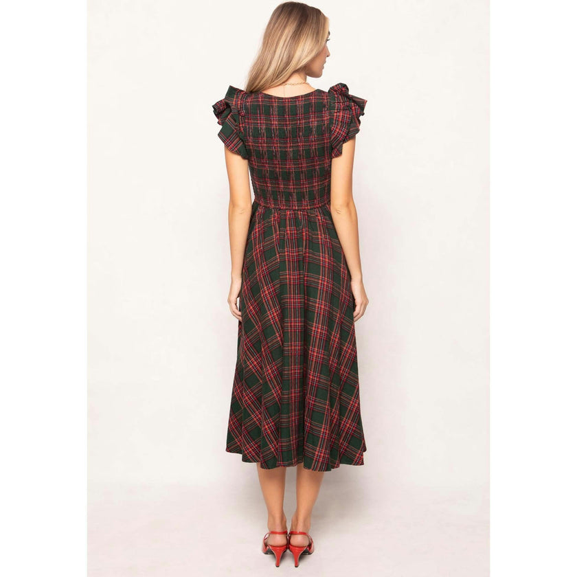 Hattie Dress in Evergreen Plaid
