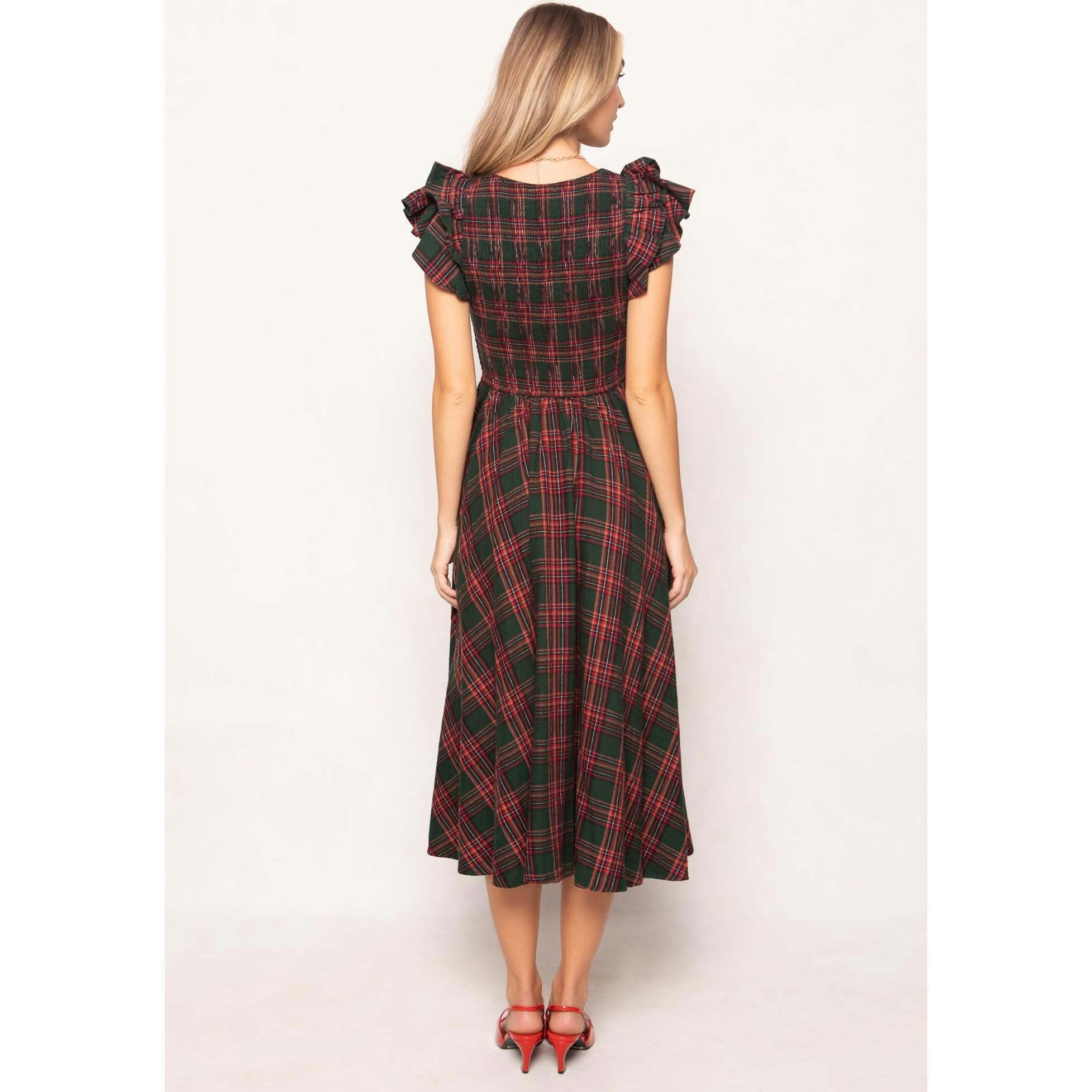 Hattie Dress in Evergreen Plaid