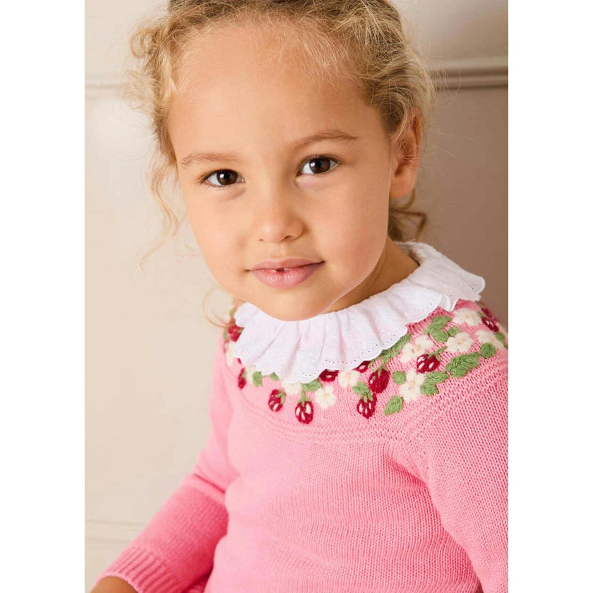 Strawberry Embroidered Jumper in Pink (12mths-6yrs)