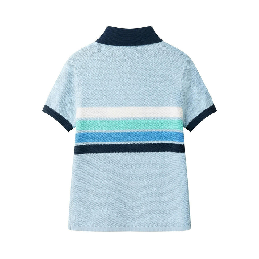 Boys Sweater Knit Polo | Blue Stripe