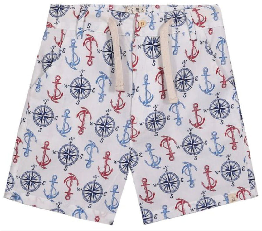MAHALO RED/WHITE/BLUE ANCHORS PRINTED WOVEN SHORTS