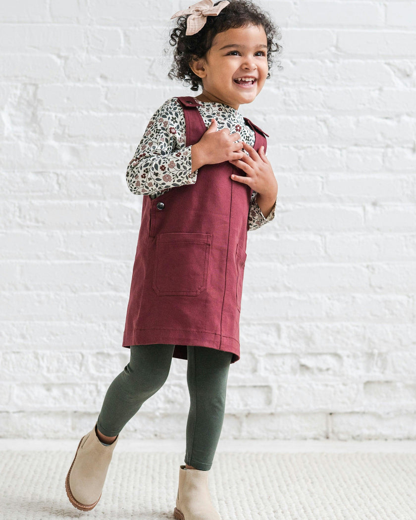 Alma Twill Jumper Dress - Olive