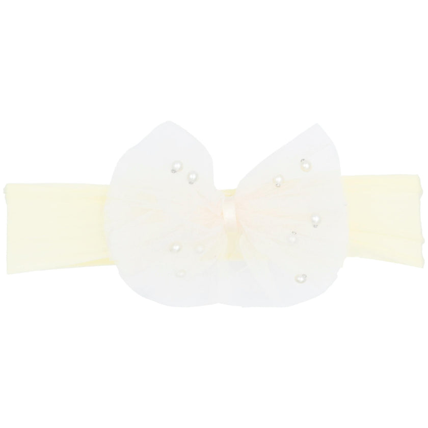 Multicolored Tulle Pearl Ribbon Headband
