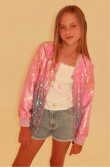 Bubble Gum Shimmer Sequin Bomber