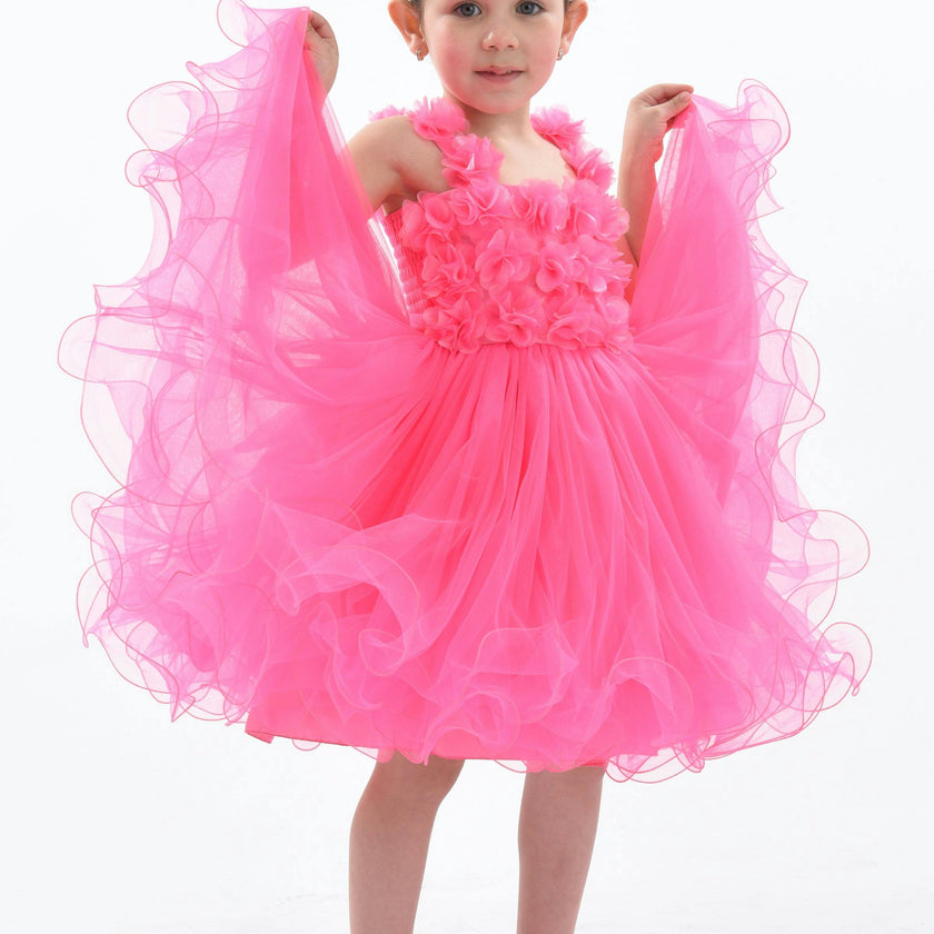 Neon Pink Rose Campanula Dress