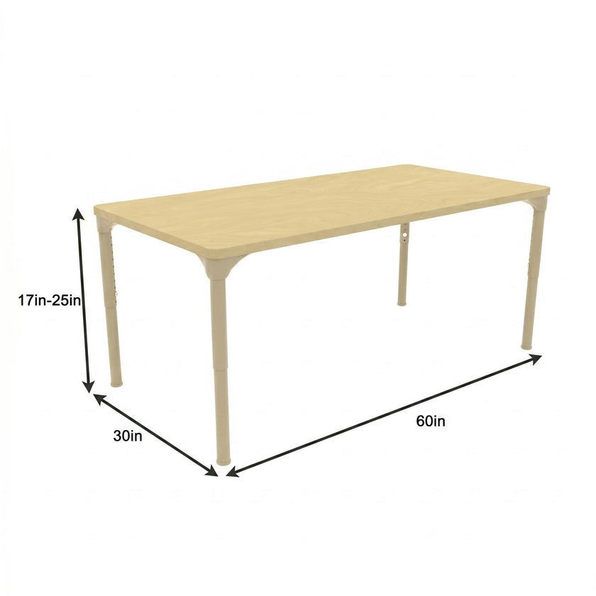 Rectangular Adjustable Kids Classroom Table – 17" to 25" Height | Durable Activity Table for School & Home