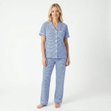 Cobalt Stripe Short Sleeve & Pants Bamboo Women's Pajama Set