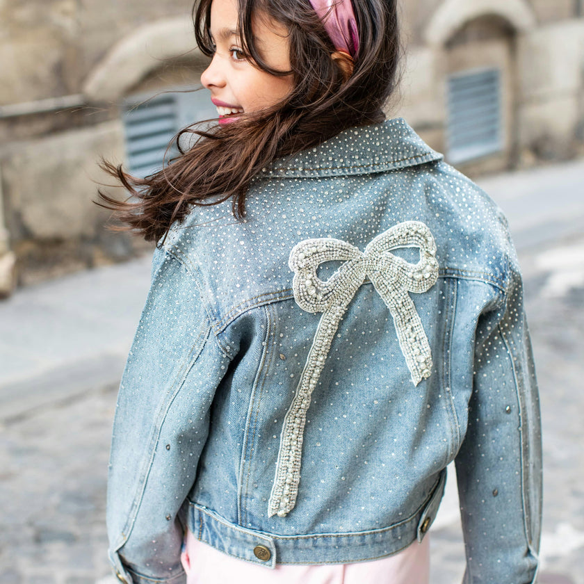 Crystal Bow Denim Jacket