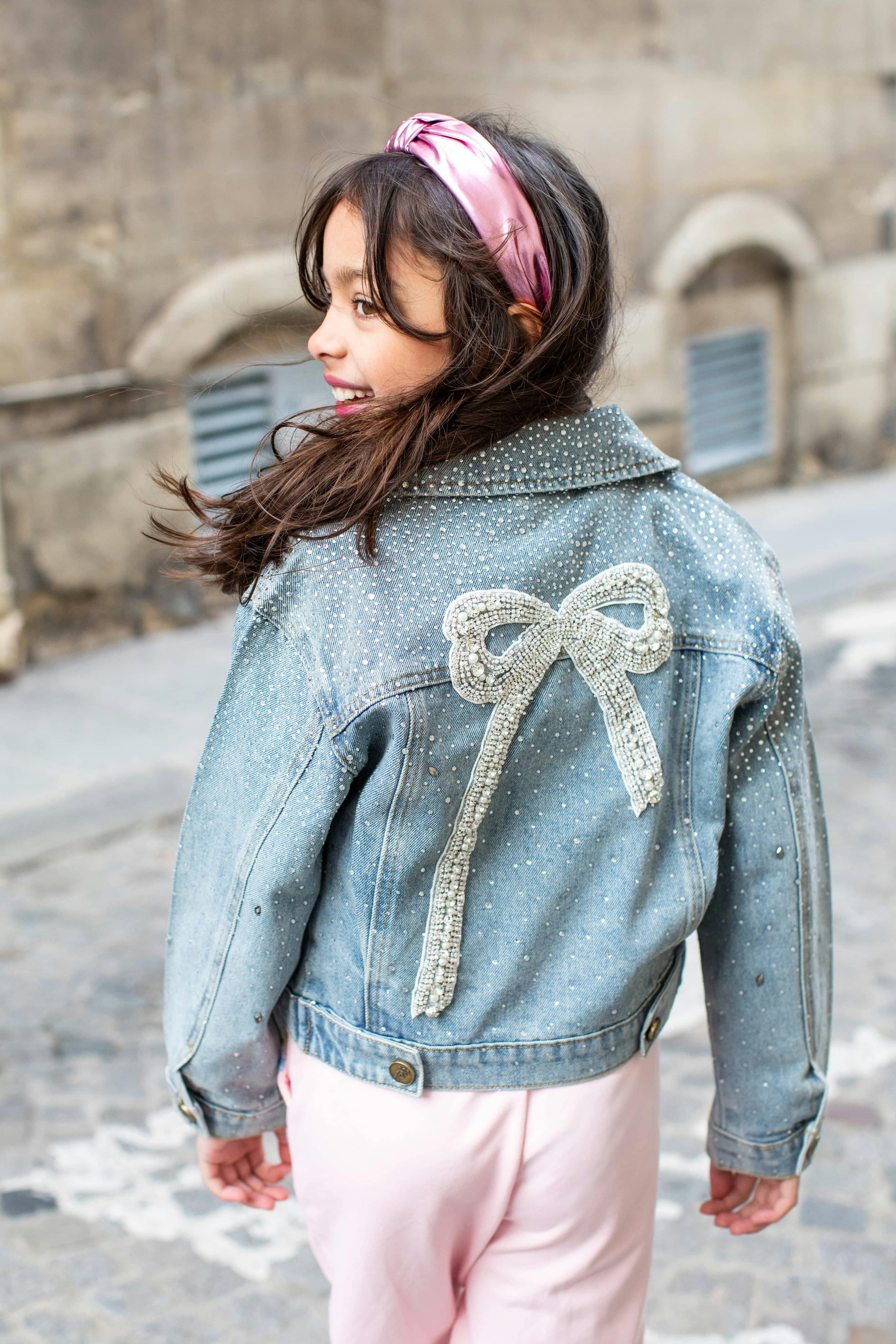 Crystal Bow Denim Jacket