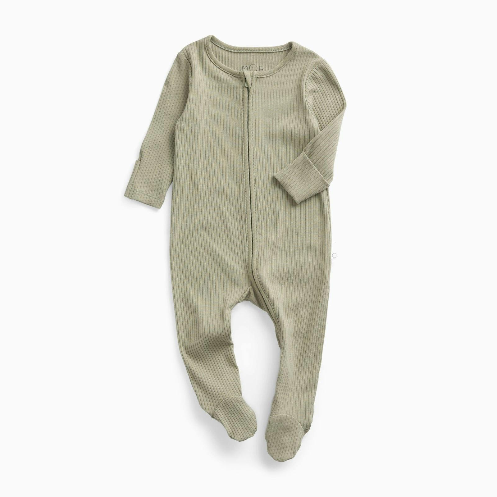 Ribbed Clever Zip Footed Baby Pajamas
