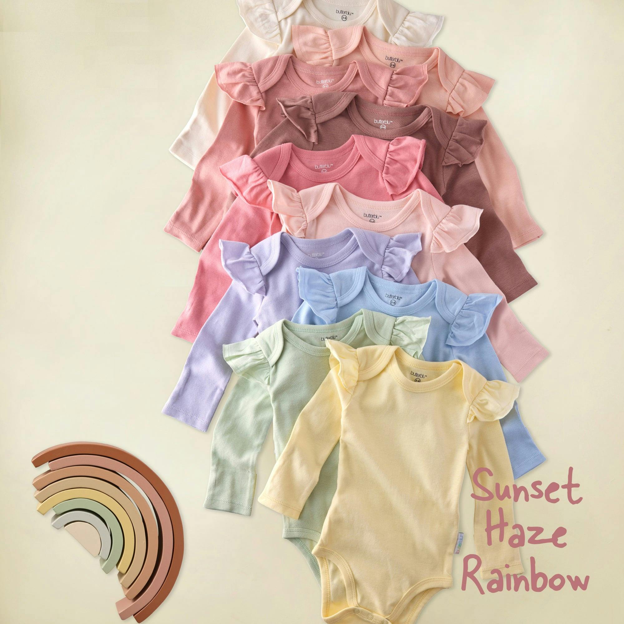 ASHLEY 10-Pack Long Sleeve Ruffle Bodysuits