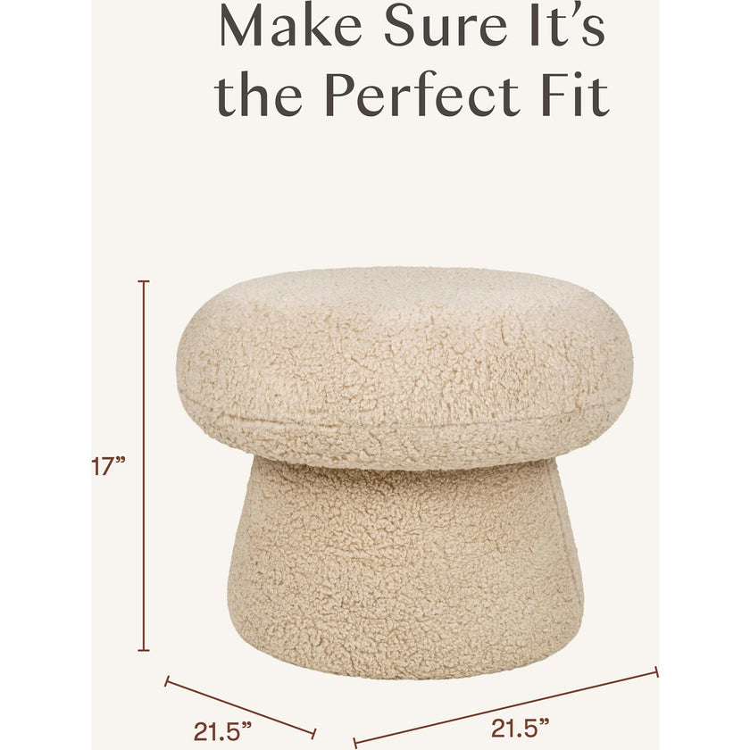 Mushroom Pouf in Chai Shearling