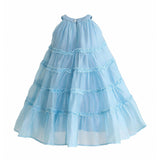 Blue Seralyn Tiered Ruffle Dress