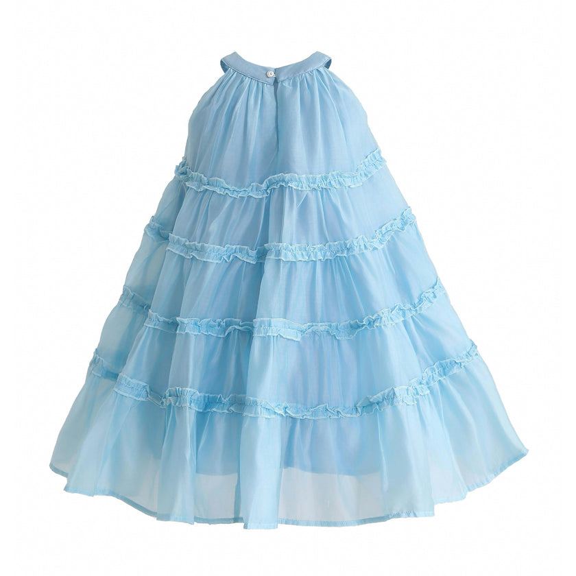 Blue Seralyn Tiered Ruffle Dress