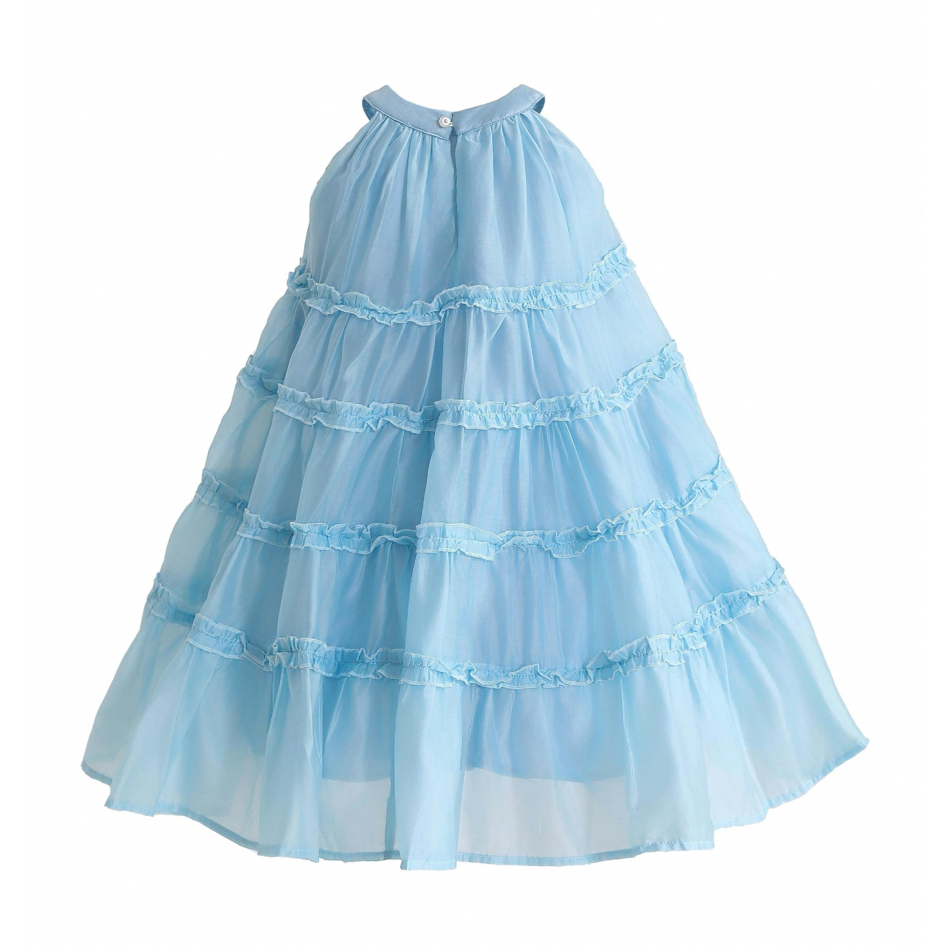 Blue Seralyn Tiered Ruffle Dress