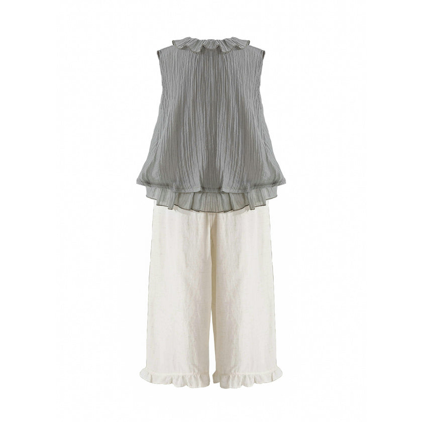 Gray Ruffle Pants Set