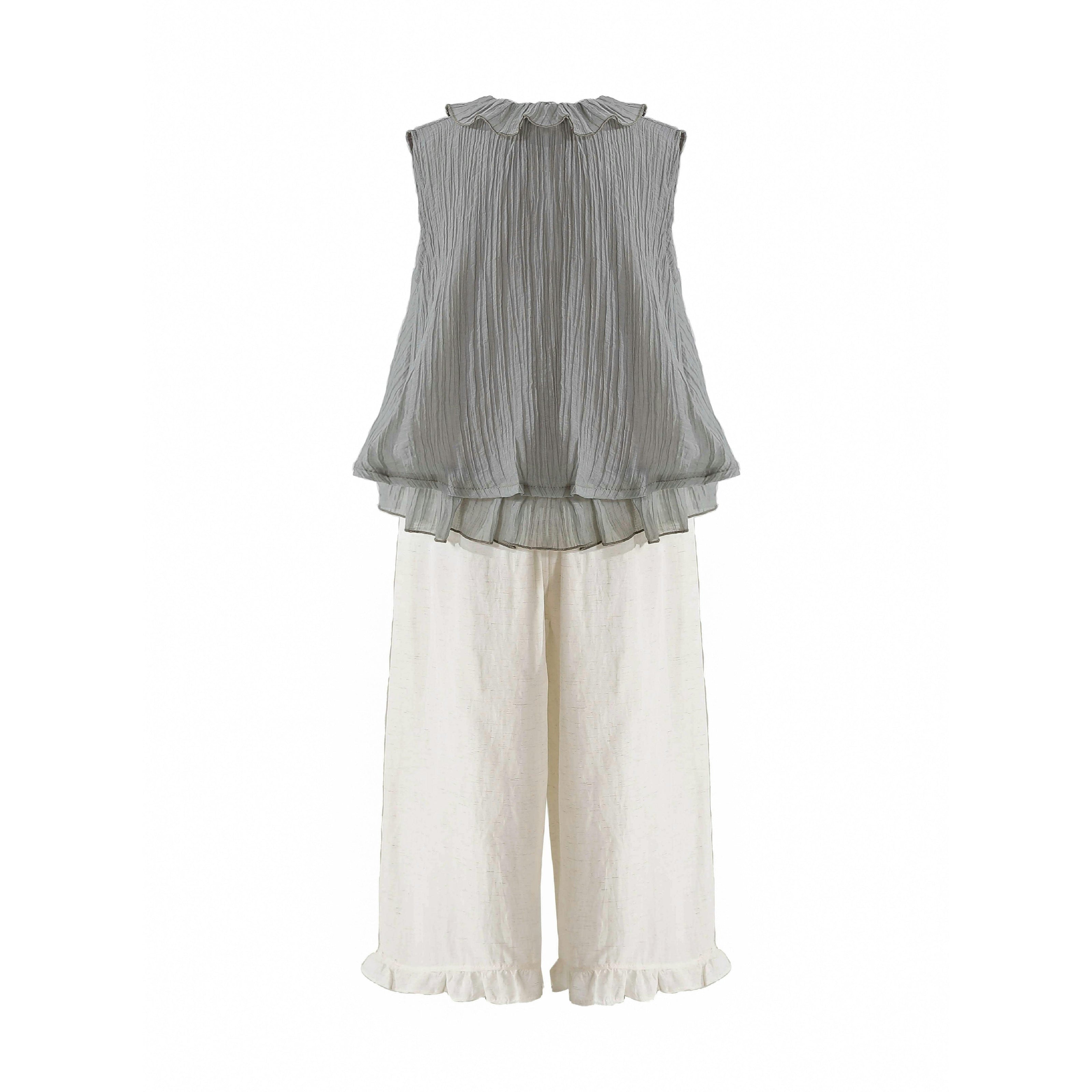 Gray Ruffle Pants Set