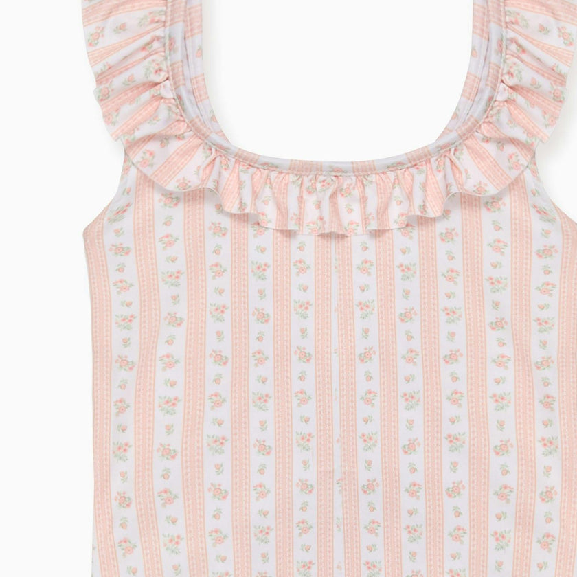 Pink Floral Stripe Opal Girl Swimsuit