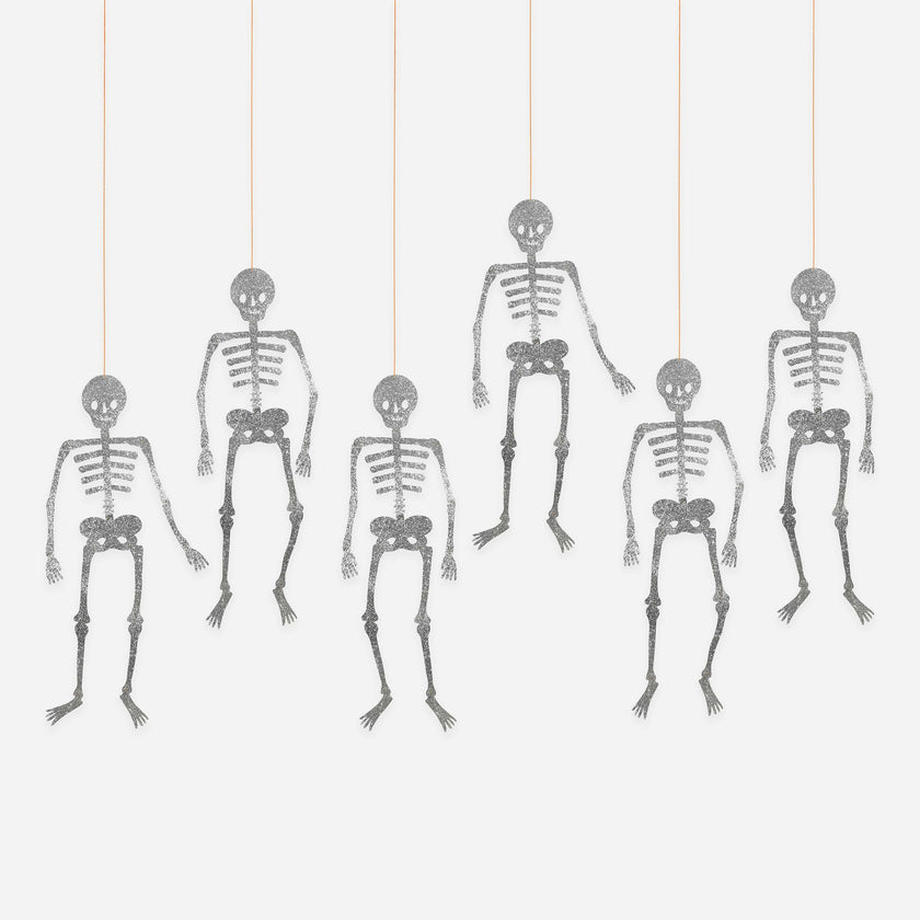 Glitter Jointed Skeleton Decorations
