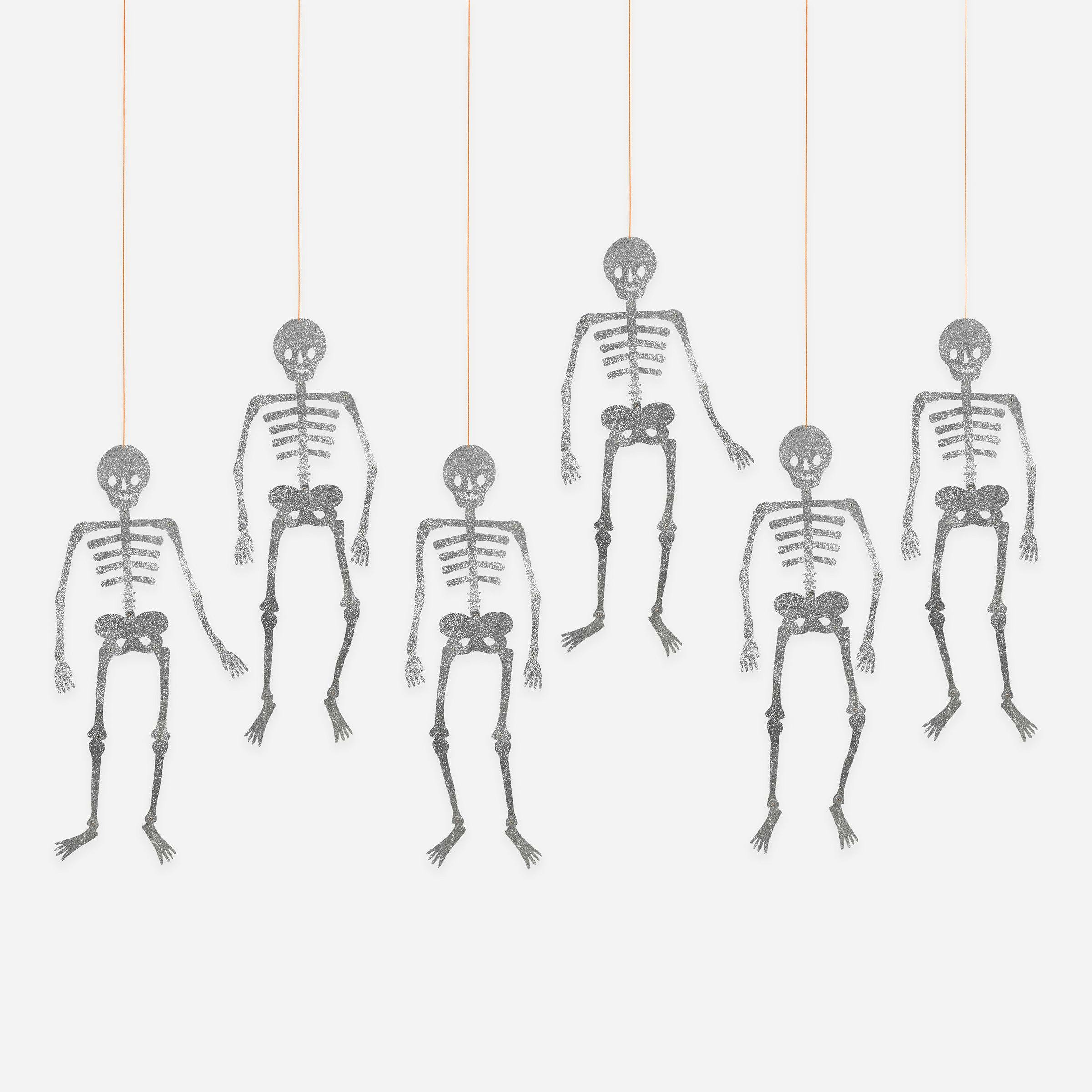 Glitter Jointed Skeleton Decorations