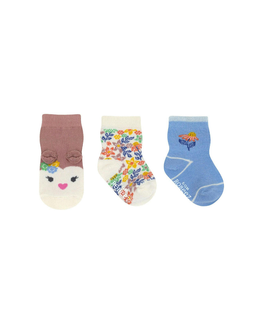 Flower Light Blue 3pk Infant Hosiery