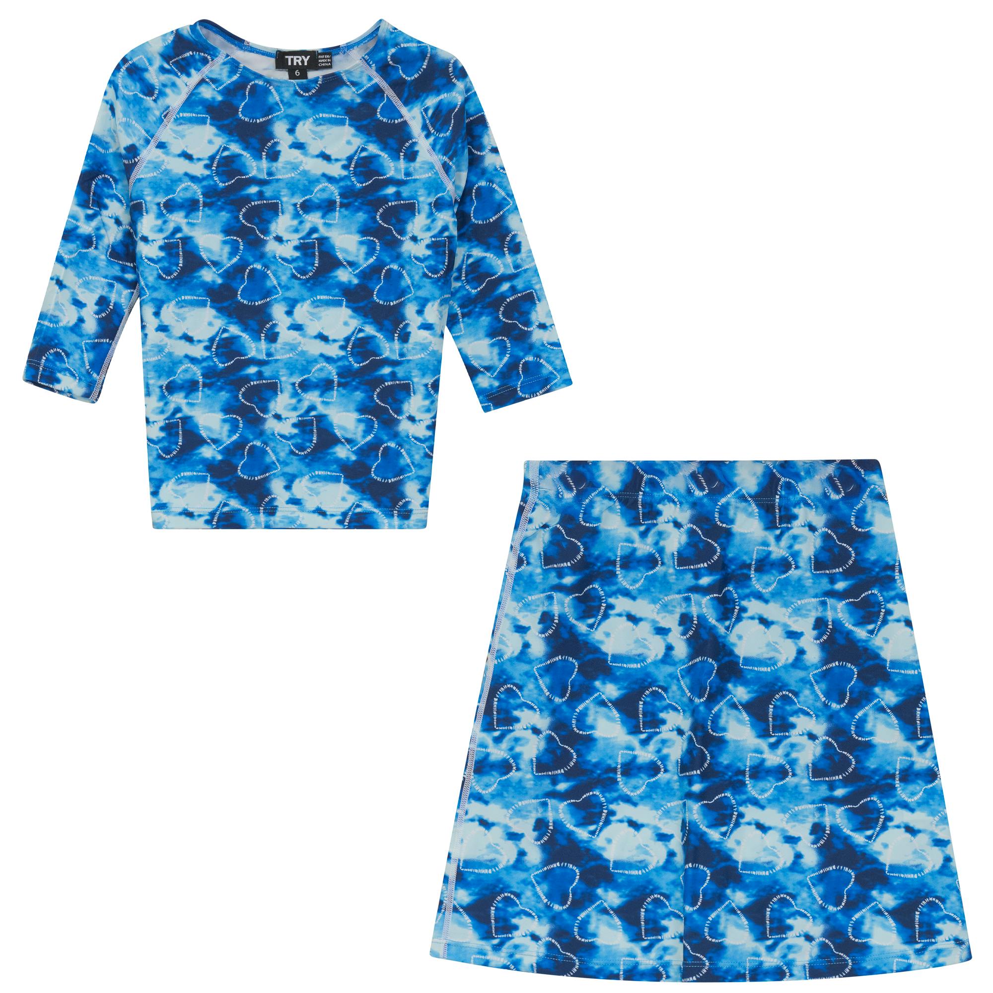 Tie Dye Heart and Star Print 2Pc Swim Set