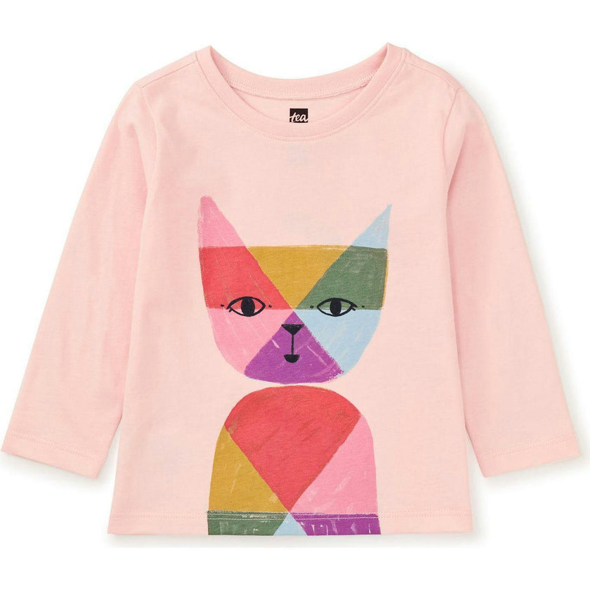 Rainbow Graphic Print Crew Neck Long Sleeve T-Shirt, Pink
