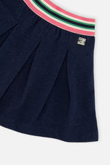 Pleated French Terry Skirt Navy Blue Denim