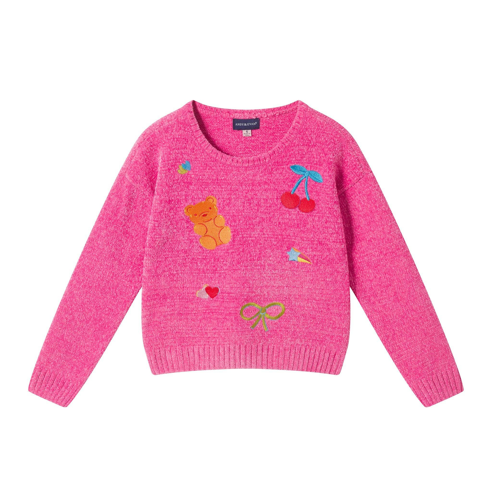 Girls (4-6x) Chenille Sweater| Pink Icons
