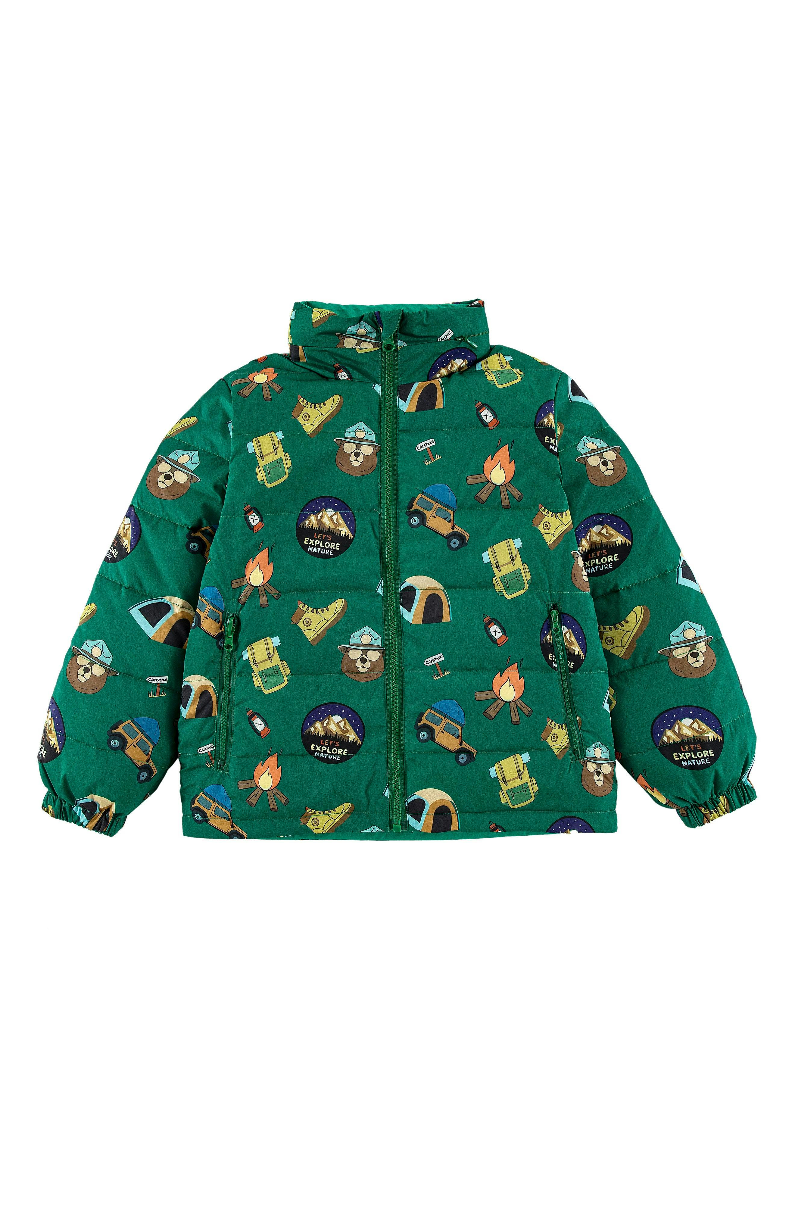 Blake Hooded Reversible Lightweight Down Puffer Jacket, Camping Adventure