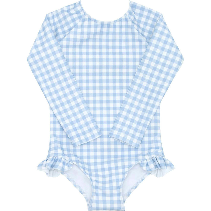 Girls Oasis Blue Gingham Rashguard One Piece