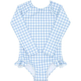 Girls Oasis Blue Gingham Rashguard One Piece