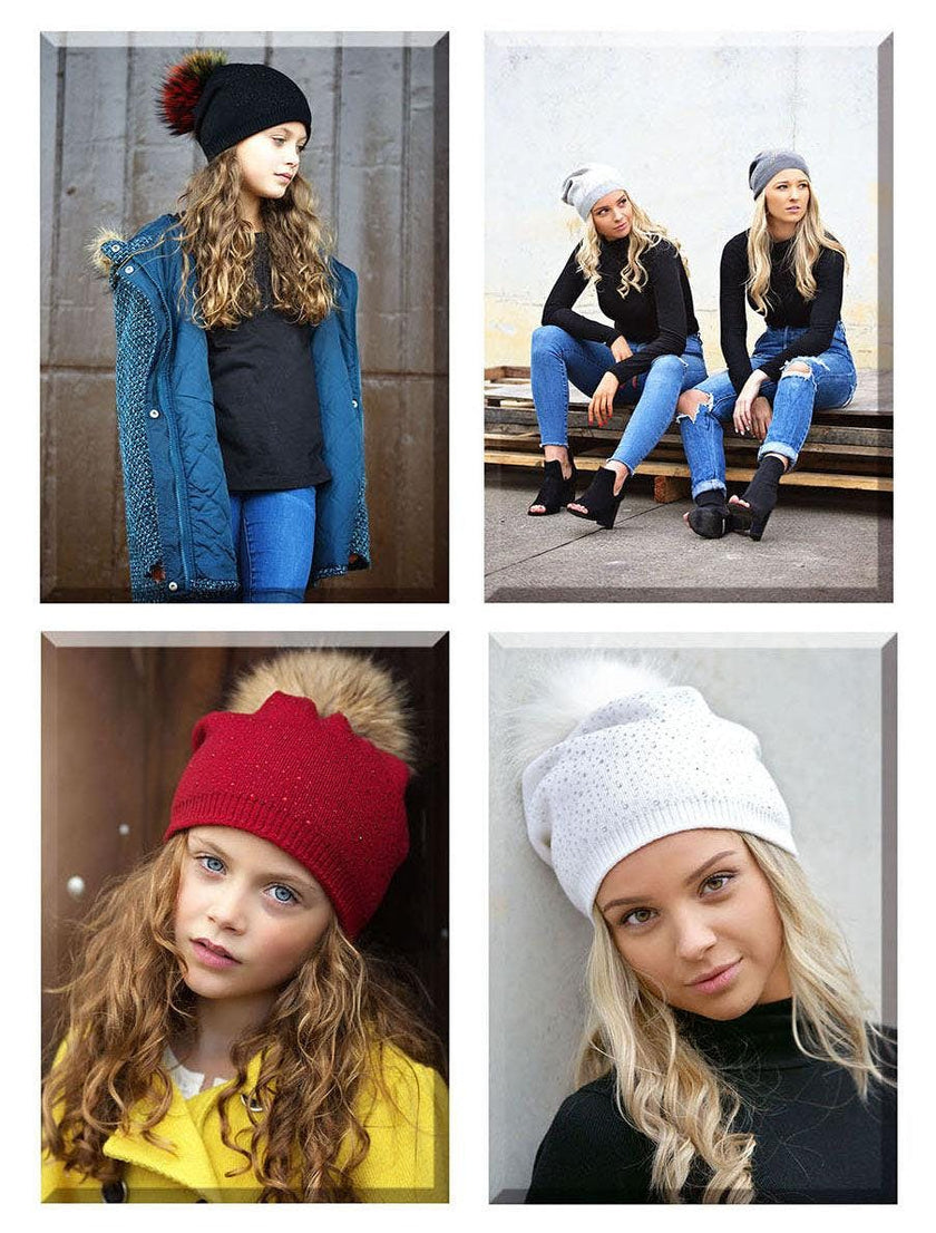 Knit Wool Faux Fur Pom Pom Hat