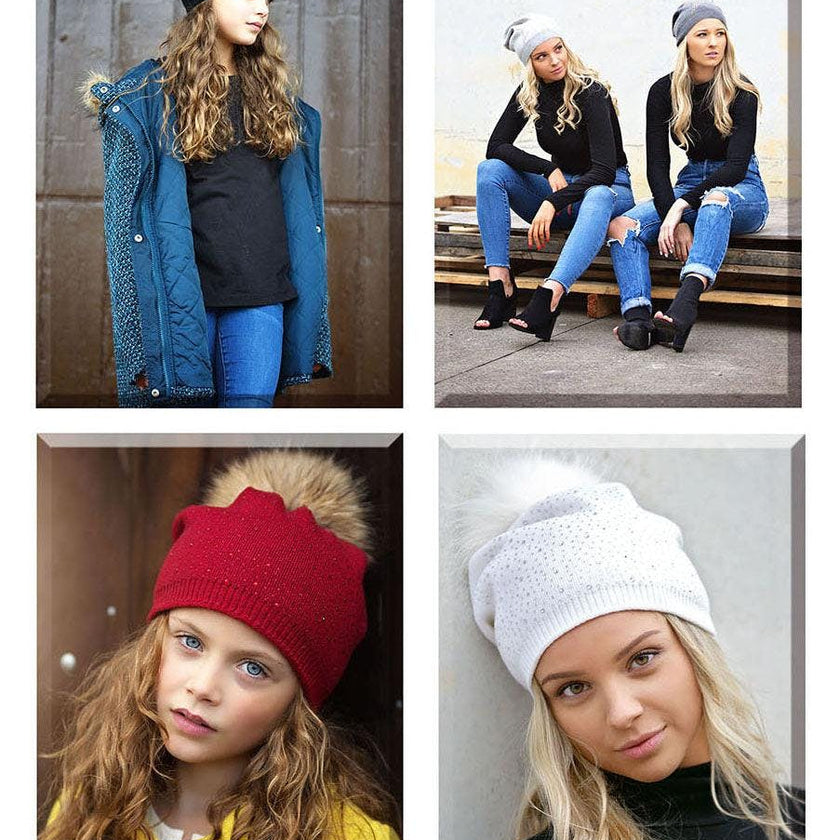 Knit Wool Faux Fur Pom Pom Hat