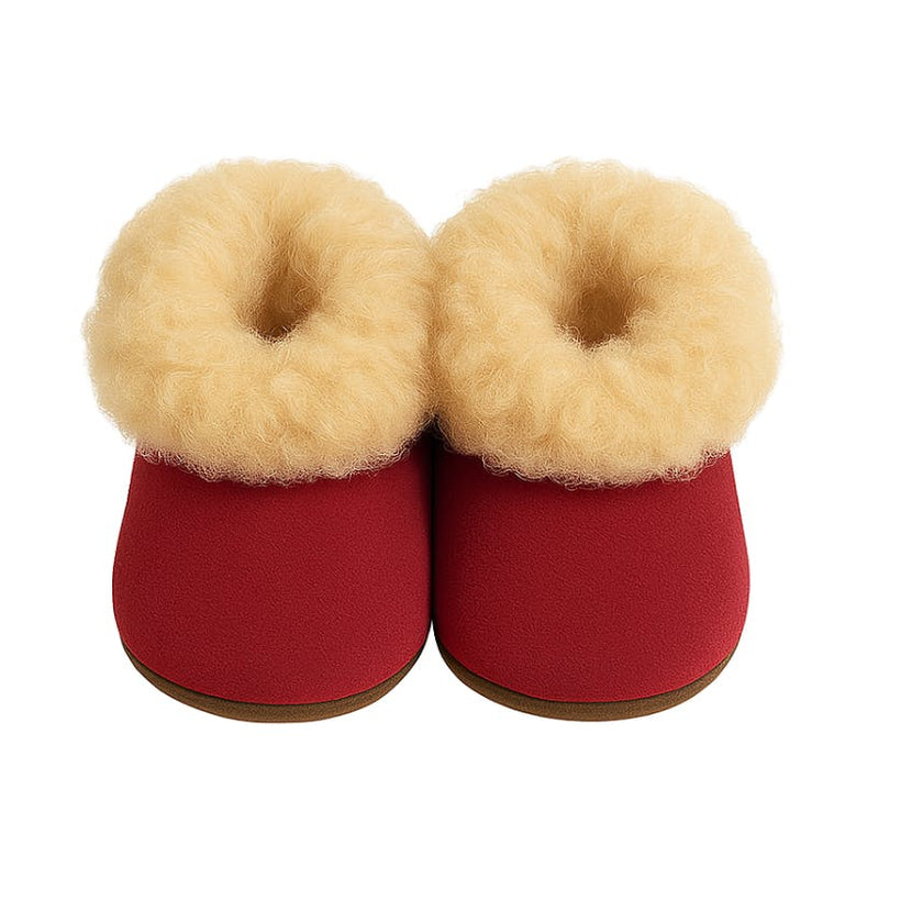 Fur Baby and Kids Booties Slippers, Red